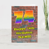 74th Birthday: Fun Graffiti-Inspired Rainbow 74 Kaart (Voorkant)