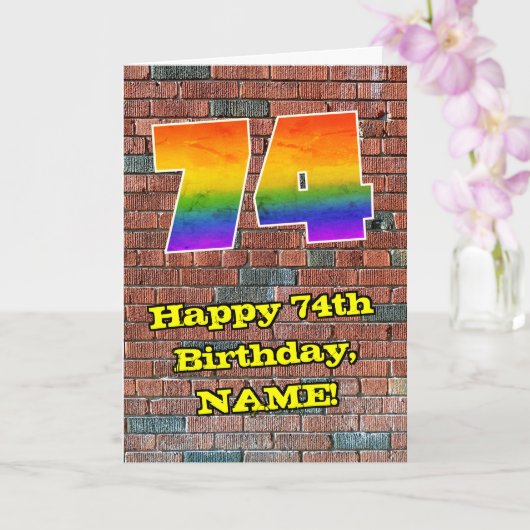 74th Birthday: Fun Graffiti-Inspired Rainbow 74 Kaart (Orchidee)