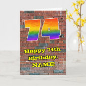 74th Birthday: Fun Graffiti-Inspired Rainbow 74 Kaart (Gele Bloem)