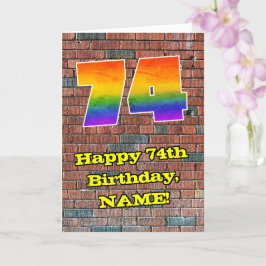 74th Birthday: Fun Graffiti-Inspired Rainbow 74 Kaart