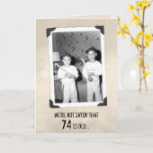 74th Birthday Humor Young Boys With Baseball Bats  Kaart (Gele Bloem)