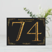 74th Birthday party, Gatsby styl, zwarte gouden gl Kaart (Staand voorkant)