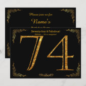 74th Birthday party, Gatsby styl, zwarte gouden gl Kaart (Voorkant / Achterkant)