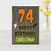 74th Verjaardag: Spooky Halloween Thema, aangepast Kaart (Gele Bloem)