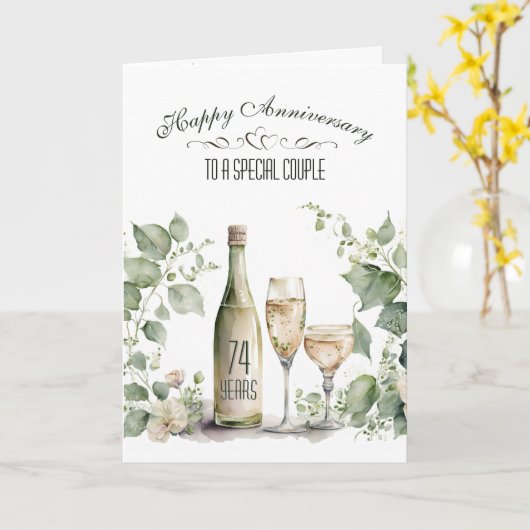 74th Wedding Anniversary Wine and Ivy   Kaart (Gele Bloem)