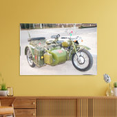 750B-2 legermotorfiets met zijspanvervaging Canvas Afdruk (Insitu (Woonkamer))