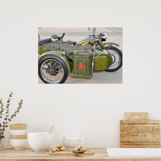 750B-2 motorfiets met zijspan Poster (Keuken)