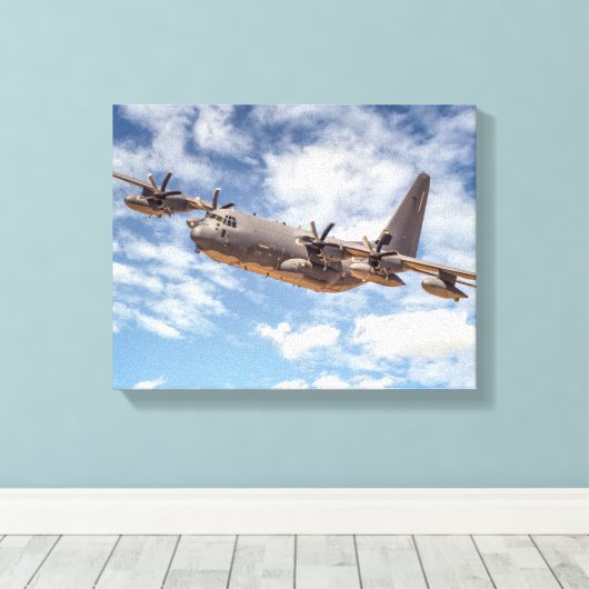 7574-C-130 militair vliegtuig Canvas Afdruk (Insitu (Houten vloer))