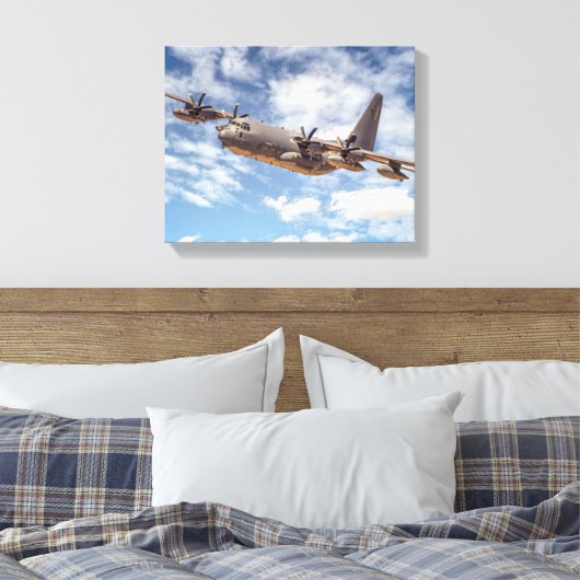 7574-C-130 militair vliegtuig Canvas Afdruk (Insitu (Slaapkamer))