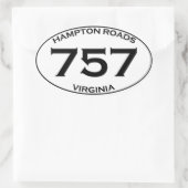 757 Hampton Roads Virginia Oval Sticker (Tas)