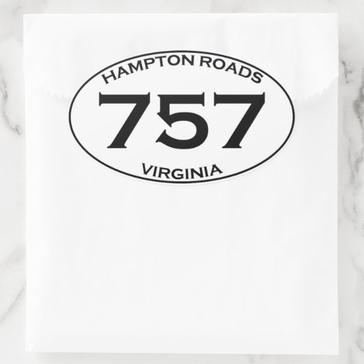 757 Hampton Roads Virginia Oval Sticker (Tas)
