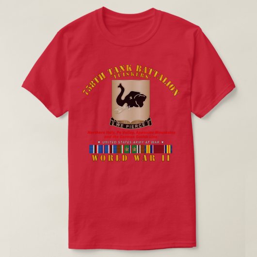 758e tankbataljon Tuskers WWII EU SVC T-shirt (Design voorkant)