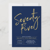 75 | 75e verjaardag van goud en marineblauw kaart (Voorkant)