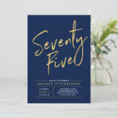 75 | 75e verjaardag van goud en marineblauw kaart (Staand voorkant)