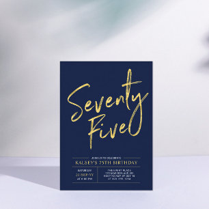 75   75e verjaardag van goud en marineblauw kaart
