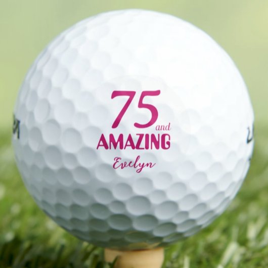 75 and Amazing Grandma Gift – Roze 75e verjaardag Golfballen
