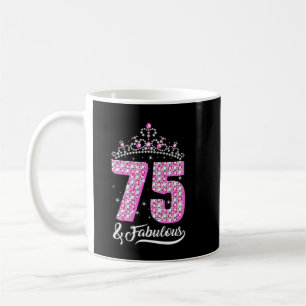 75 en Fabulous 75th Birthday Diamond Crown Gift W. Koffiemok