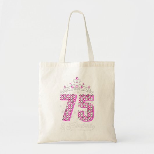 75 en Fabulous 75th Birthday Diamond Crown Gift W. Tote Bag (Voorkant)