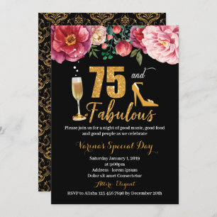 75. en Fabulous Birthday Invitation for Women Kaart