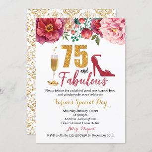 75. en Fabulous Birthday Invitation for Women Kaart