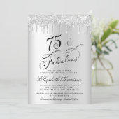 75 En Fabulous Zilveren Glitter Verjaardagsfeest Kaart (Staand voorkant)