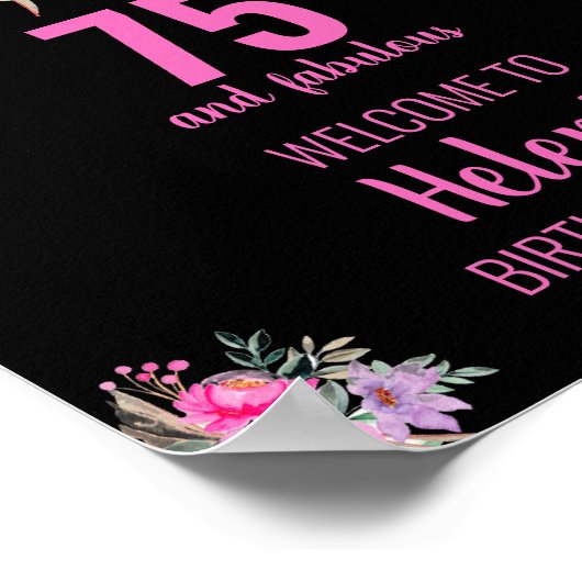 75 en fantastisch zwart verjaardagsfeestje poster (Hoek)