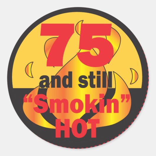 75 en nog steeds rokin Hot - 75e verjaardag Ronde Sticker (Voorkant)