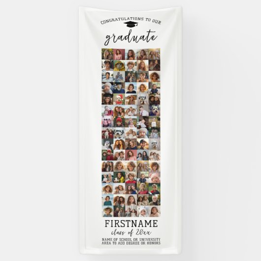 75 Foto Collage Afstuderen Modern Minimaal Wit Spandoek (Verticaal)