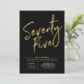 75 | Gold en zwart 75e verjaardag Kaart (Staand voorkant)