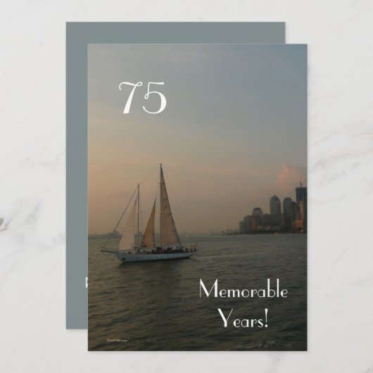 75 Herdenkingsjaren/Zeilboot-Birthday Kaart (Voorkant / Achterkant)