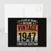 75 Jaar Awesome Retro 1947 Briefkaart (Voorkant / Achterkant)