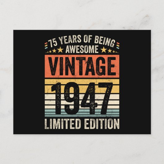 75 Jaar Awesome Retro 1947 Briefkaart (Voorkant)