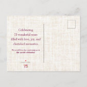 75 jaar Bloemen Bloemlinnen 75ste verjaardag Aankondigingskaart (Achterkant)