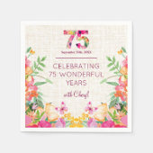 75 jaar Bloemen Bloemlinnen 75ste verjaardag Servet (Voorkant)