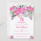 75 jaar en geweldige roze uitnodiging voor 75ste v (Voorkant)