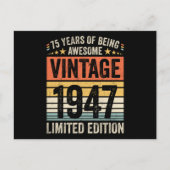 75 jaar Geweldige Vintage 1947 Briefkaart (Voorkant)