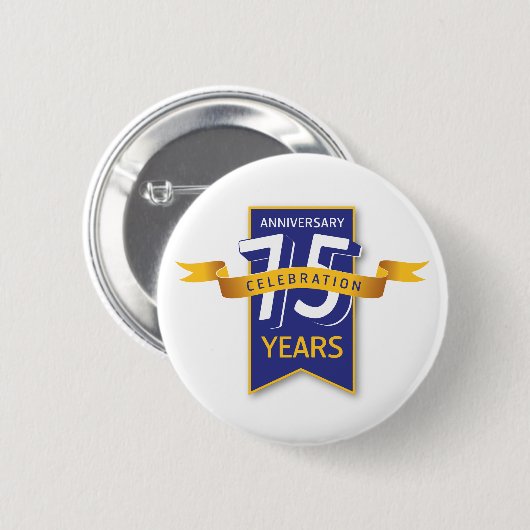 75 Jaar Jubileum Design Ronde Button 5,7 Cm (Voorkant /achterkant)