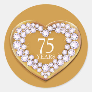 75 jaar jubileum gouden diamanten hart stickers
