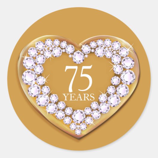 75 jaar jubileum gouden diamanten hart stickers (Voorkant)