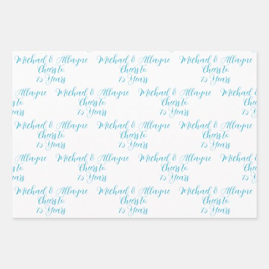 75 jaar Marine Blue 75th Jubileum Inpakpapier Vel (Voorkant 2)