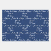75 jaar Navy Blue 75th Jubileum Inpakpapier Vel (Voorkant)