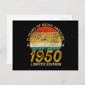 75 Jaar Oud 1950 Retro Geweldig 75ste Verjaardag C Briefkaart (Voorkant / Achterkant)