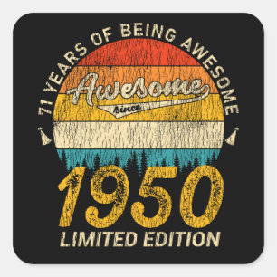 75 jaar oud 1950 Retro Geweldige 75ste verjaardags Vierkante Sticker