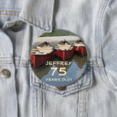 75 jaar oud, drie rode kano's Button Pin (In situ)