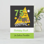 75 jaar oud feestdier - 75e verjaardag kaart (Staand voorkant)