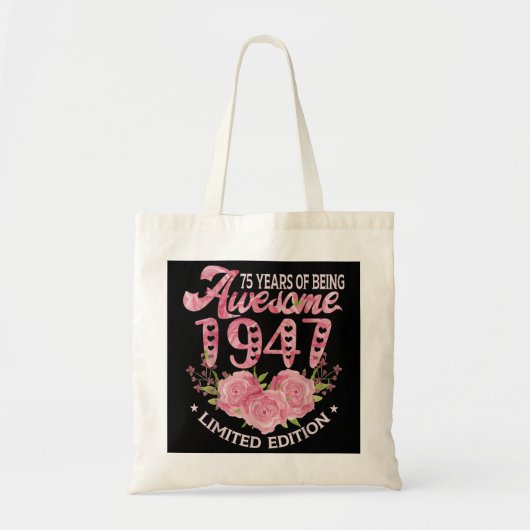 75 jaar oud roze  cadeau 1947 dag 75th Birth Tote Bag (Voorkant)