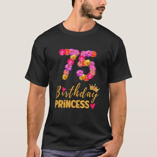 75 Jaar Oud Verjaardag Prinses Bloem Haar Mijn 75e T-shirt (Voorkant)