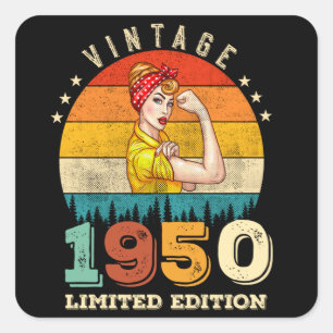 75 jaar oude Bday 1950 Vintage 75ste Verjaardag Vr Vierkante Sticker