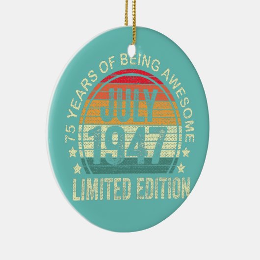 75 jaar oude cadeaus juli 1947 beperkte 75e editie keramisch ornament (Rechts)