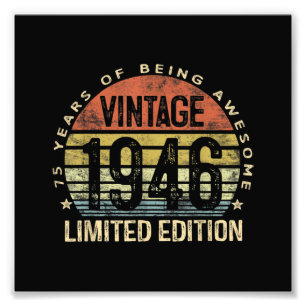 75 jaar oude geschenken 1946 Birthday Foto Afdruk